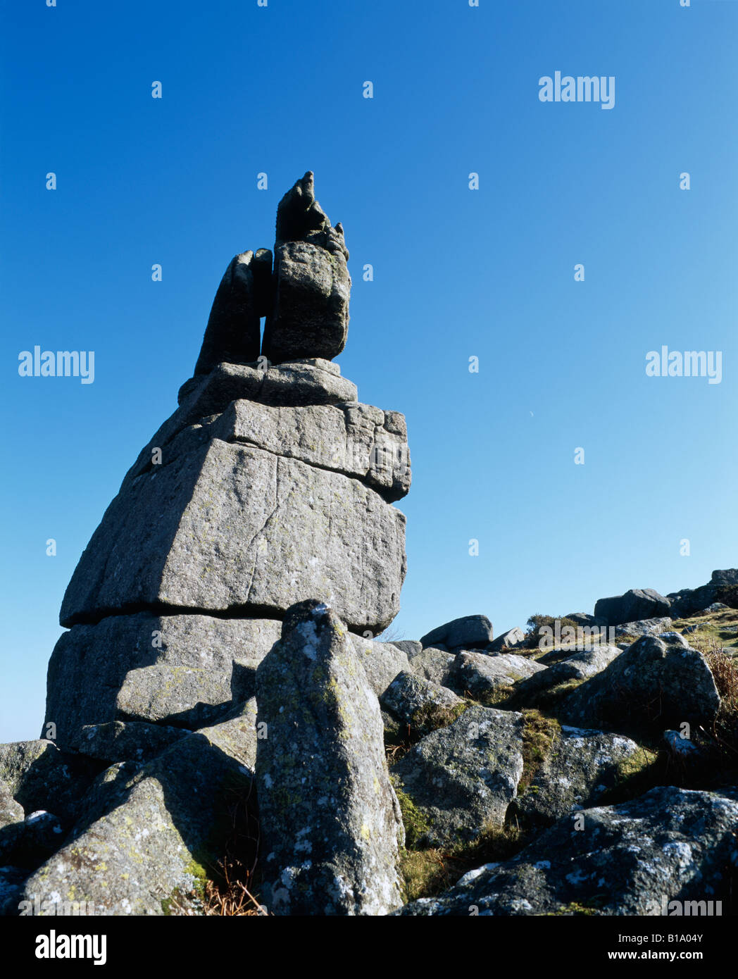 Bowermans naso granito stack a Hayne giù nel Dartmoor National Park, Manaton, Devon, Inghilterra. Foto Stock