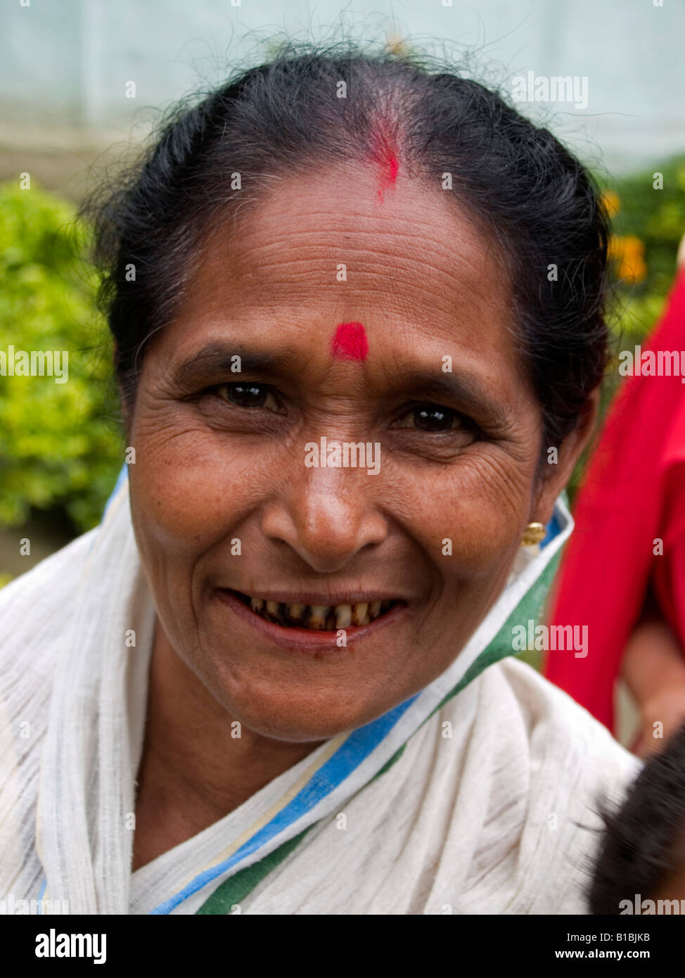 Ritratto di un indiano nonna in Assam Foto Stock