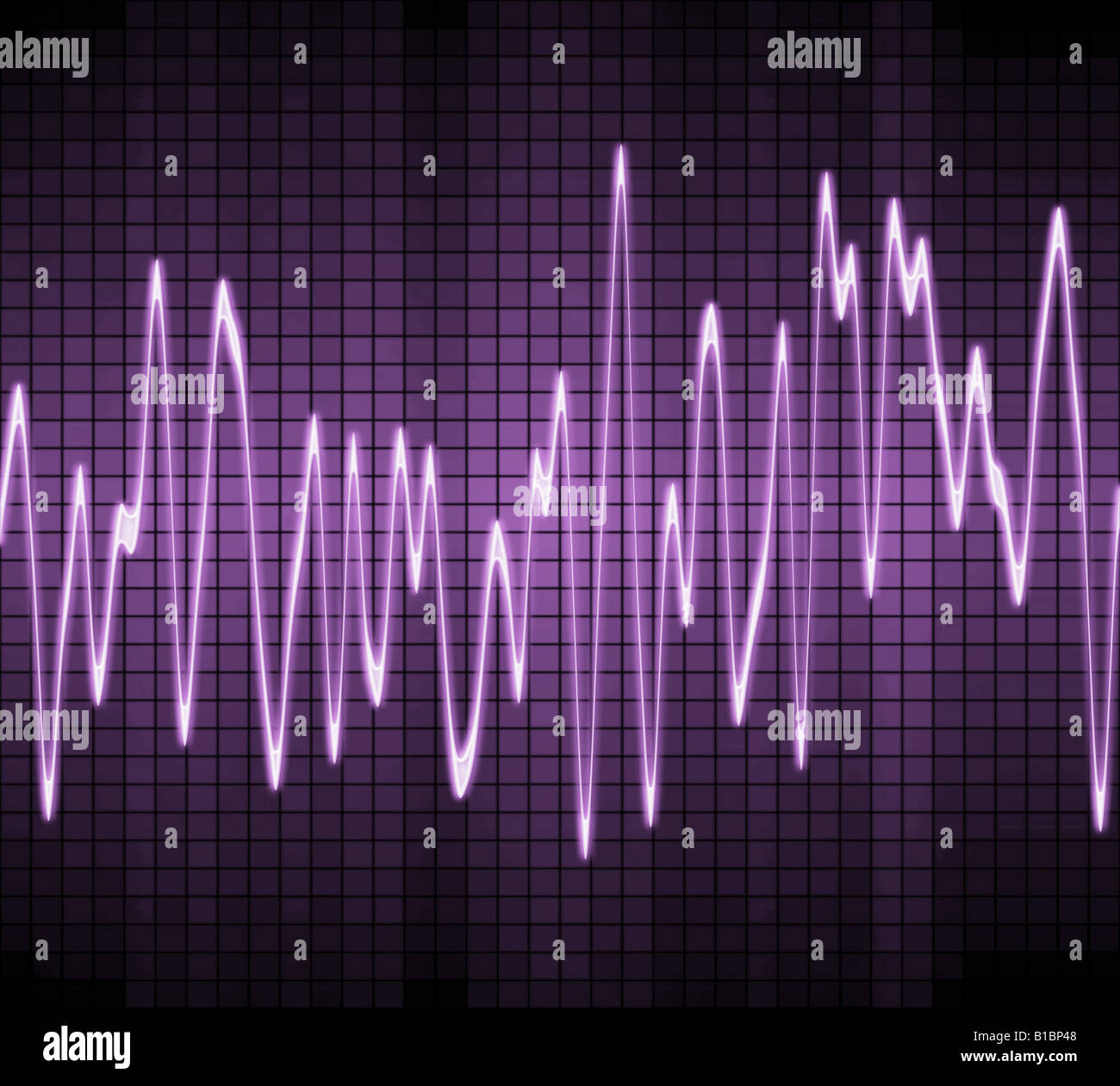 La grande immagine di un sistema elettronico di suono sinusoidale o ad onda audio in viola Foto Stock
