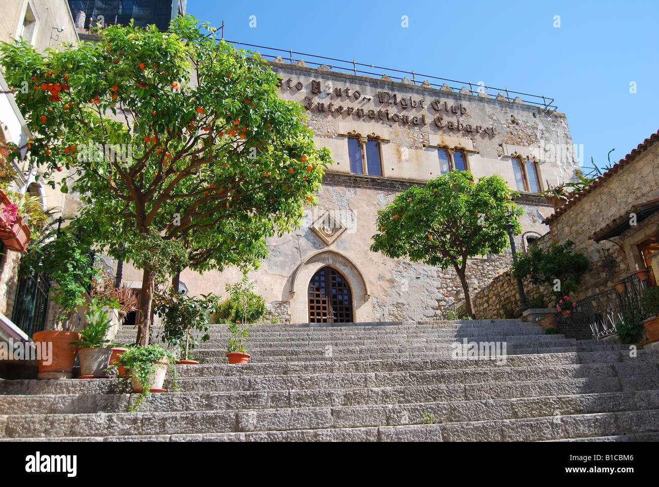 Centro città, Taormina, Provincia di Messina, Sicilia, Italia Foto Stock