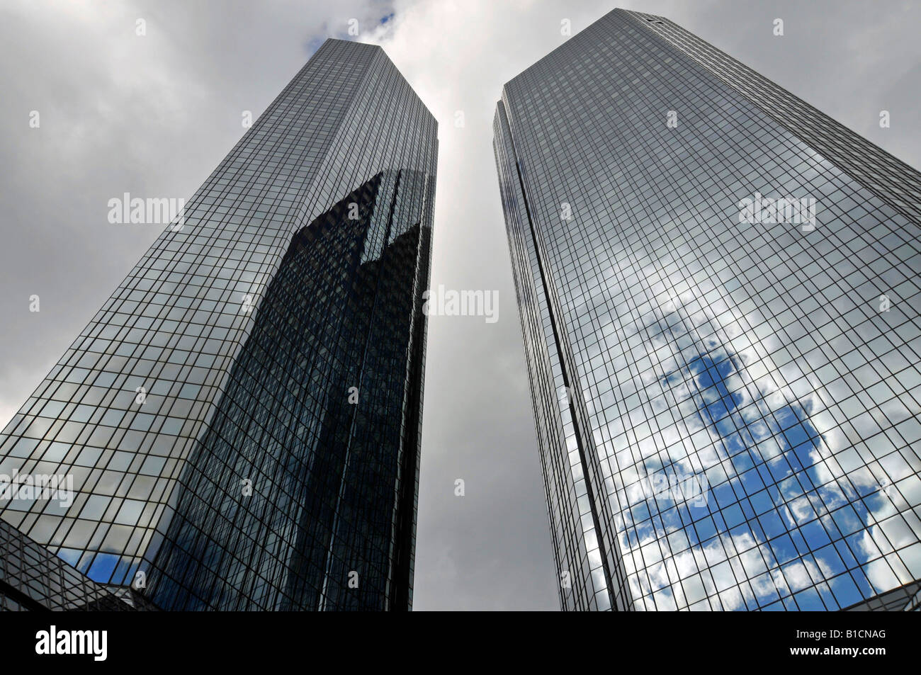 Rivestimento in vetro della Deutsche Bank AG, Germania, Hesse, Francoforte Foto Stock