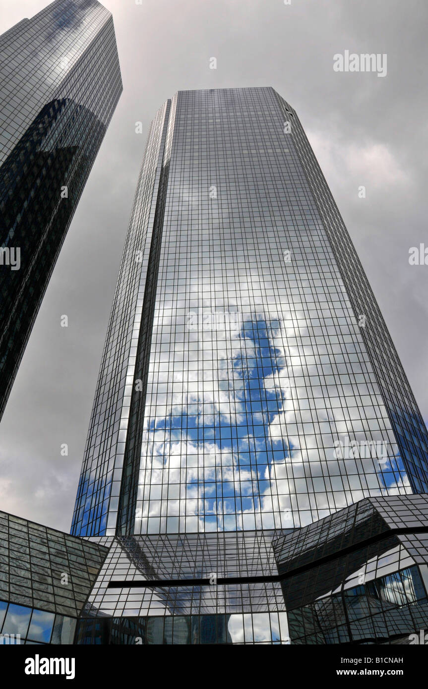 Rivestimento in vetro della Deutsche Bank AG, Germania, Hesse, Francoforte Foto Stock