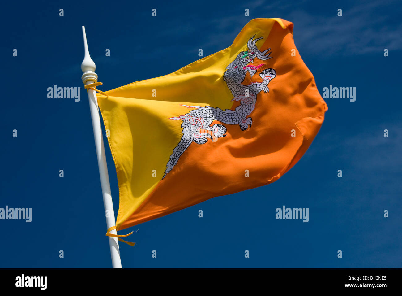 Bandiera del Regno del Bhutan Foto Stock