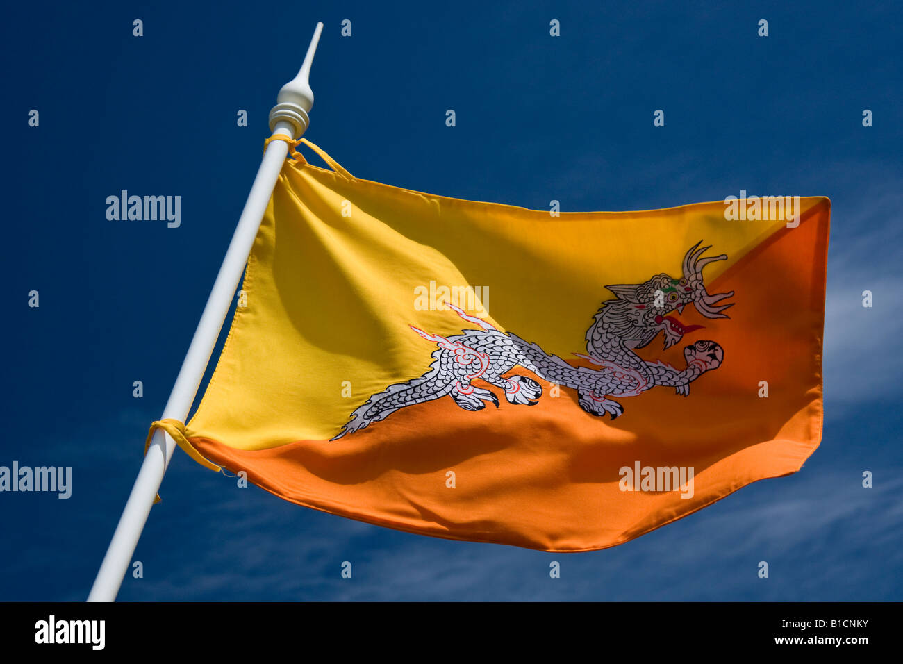 Bandiera del Regno del Bhutan Foto Stock