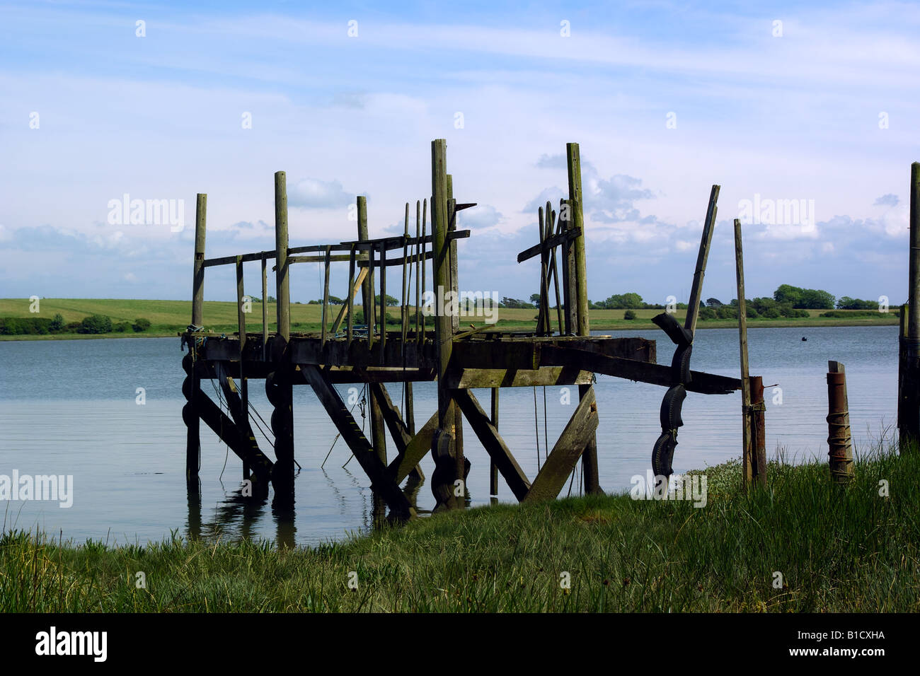 Vecchio posti barca presso Skippool Creek, Fleetwood, nel Lancashire. Foto Stock