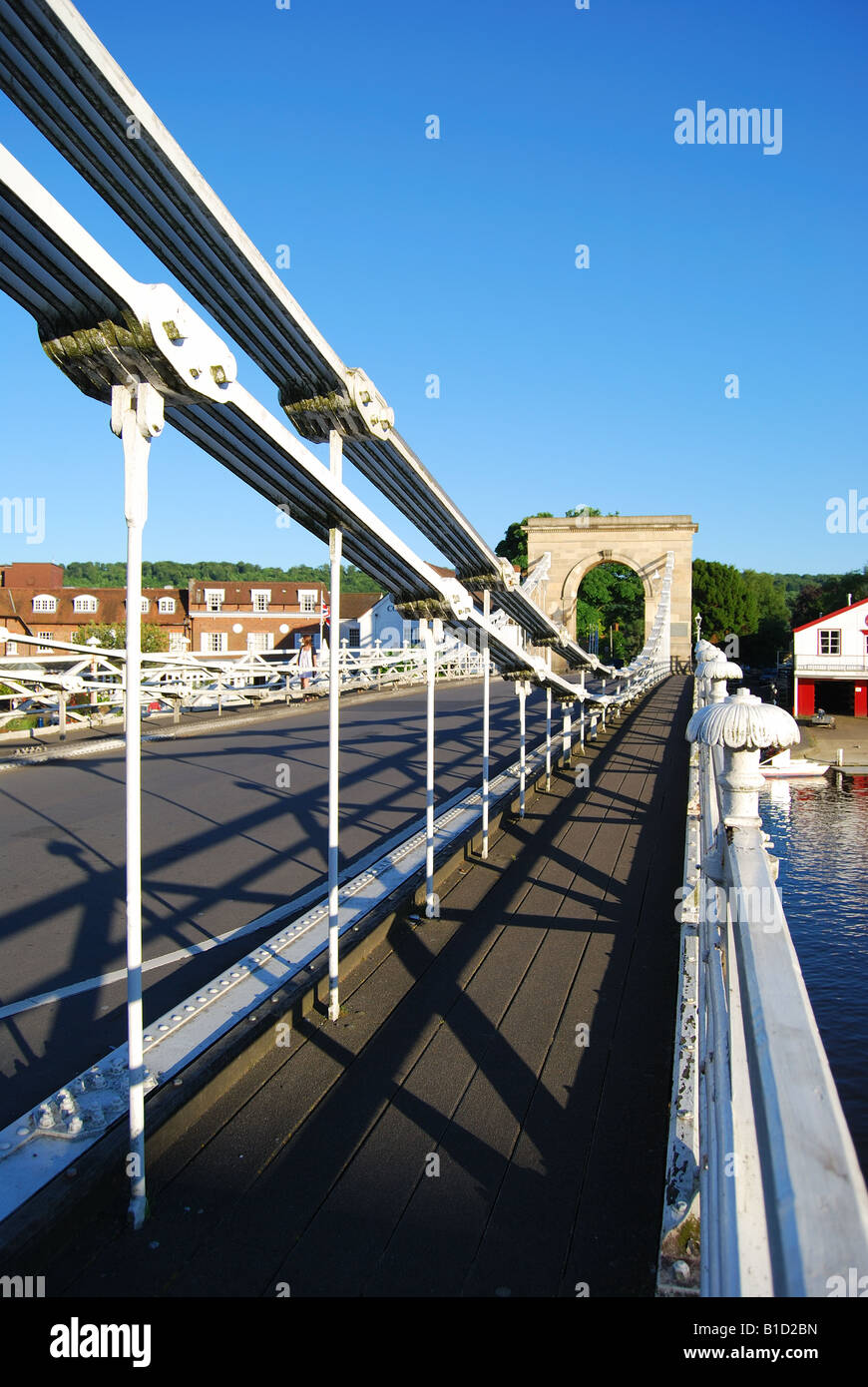 Sospensione di Marlow Bridge, Marlow, Buckinghamshire, Inghilterra, Regno Unito Foto Stock