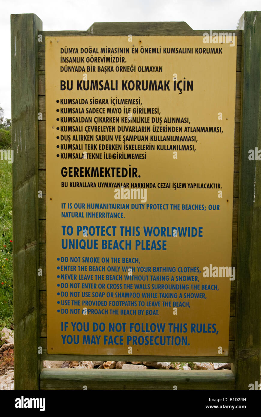 Isola di Sedir Cleopatra Beach cartello segnaletico Marmaris Foto Stock
