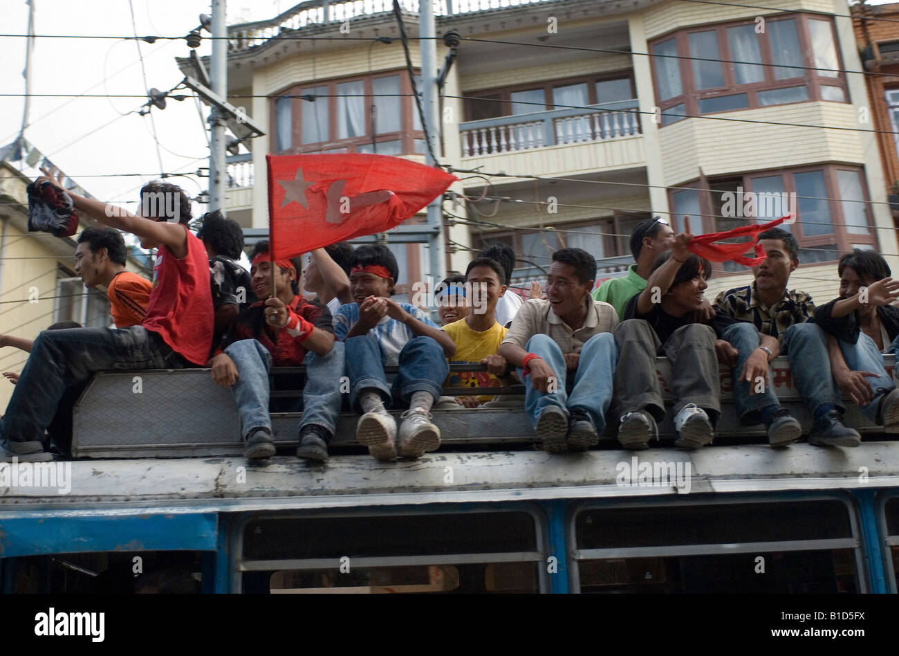 I maoisti per le strade di Kathmandu, Nepal Foto Stock