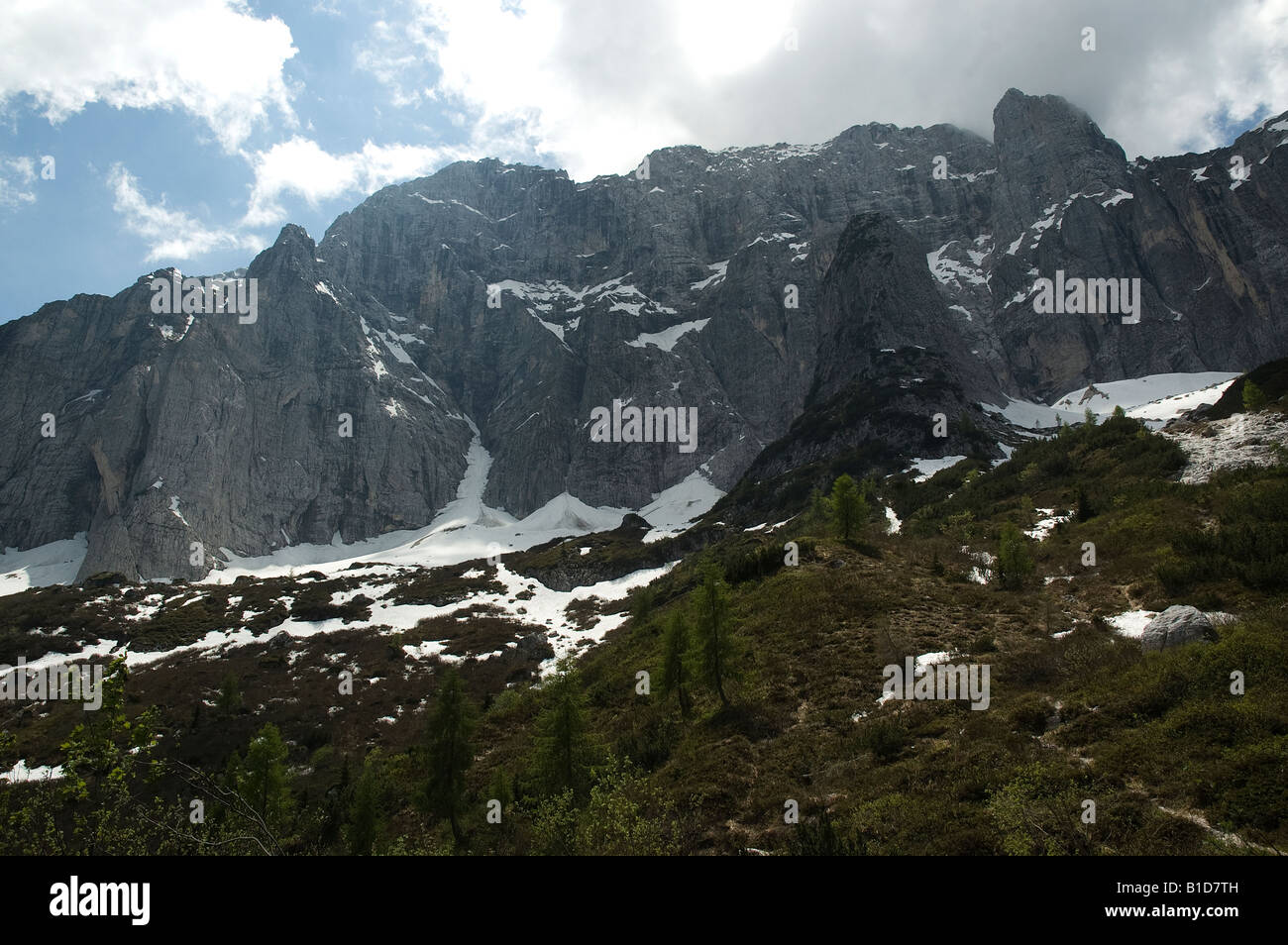 La parete nord del 'Jof di Montasio' montano Foto Stock