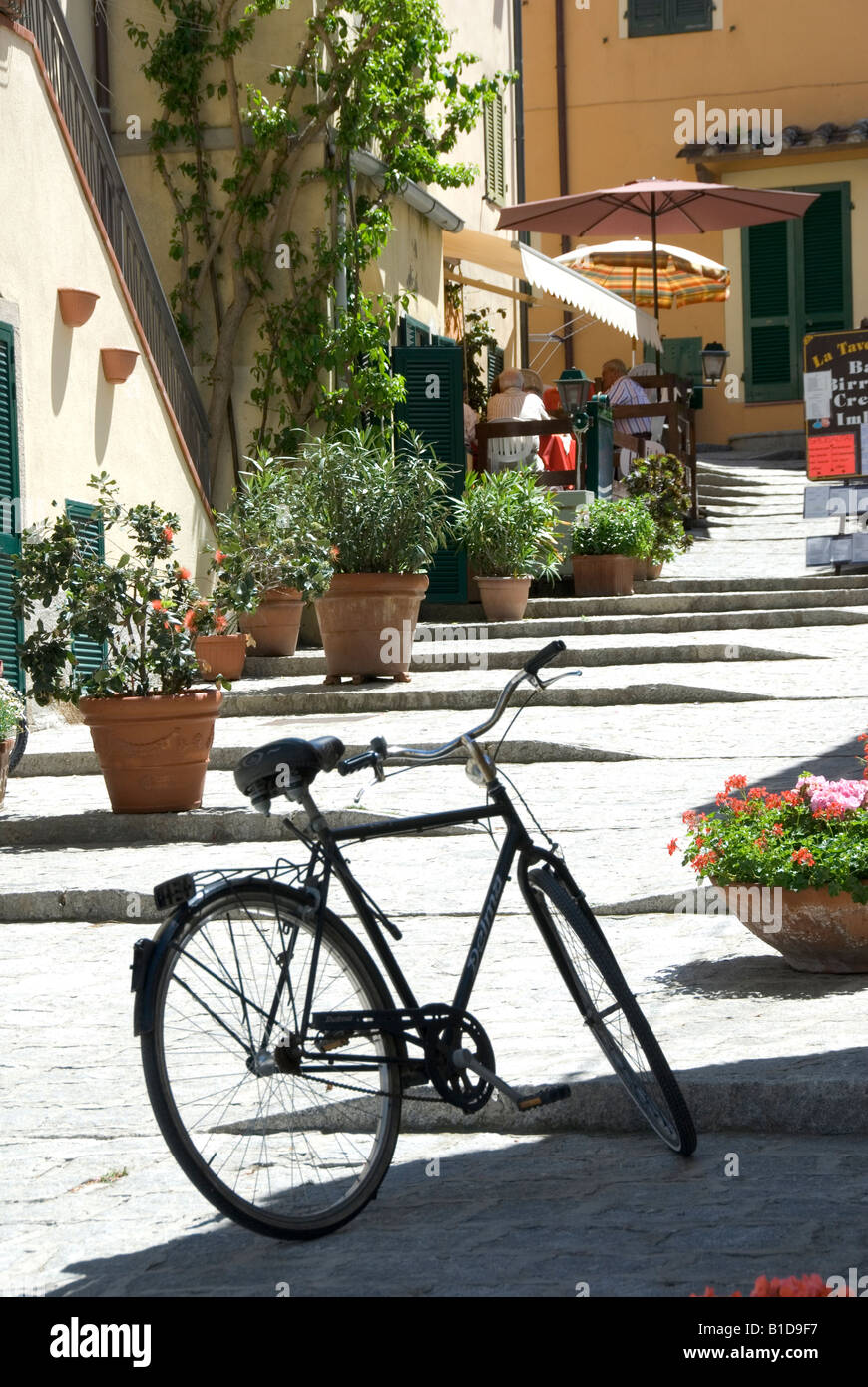 Back Street Marina di Campo, Isola d'Elba, Toscana, Italia Foto Stock