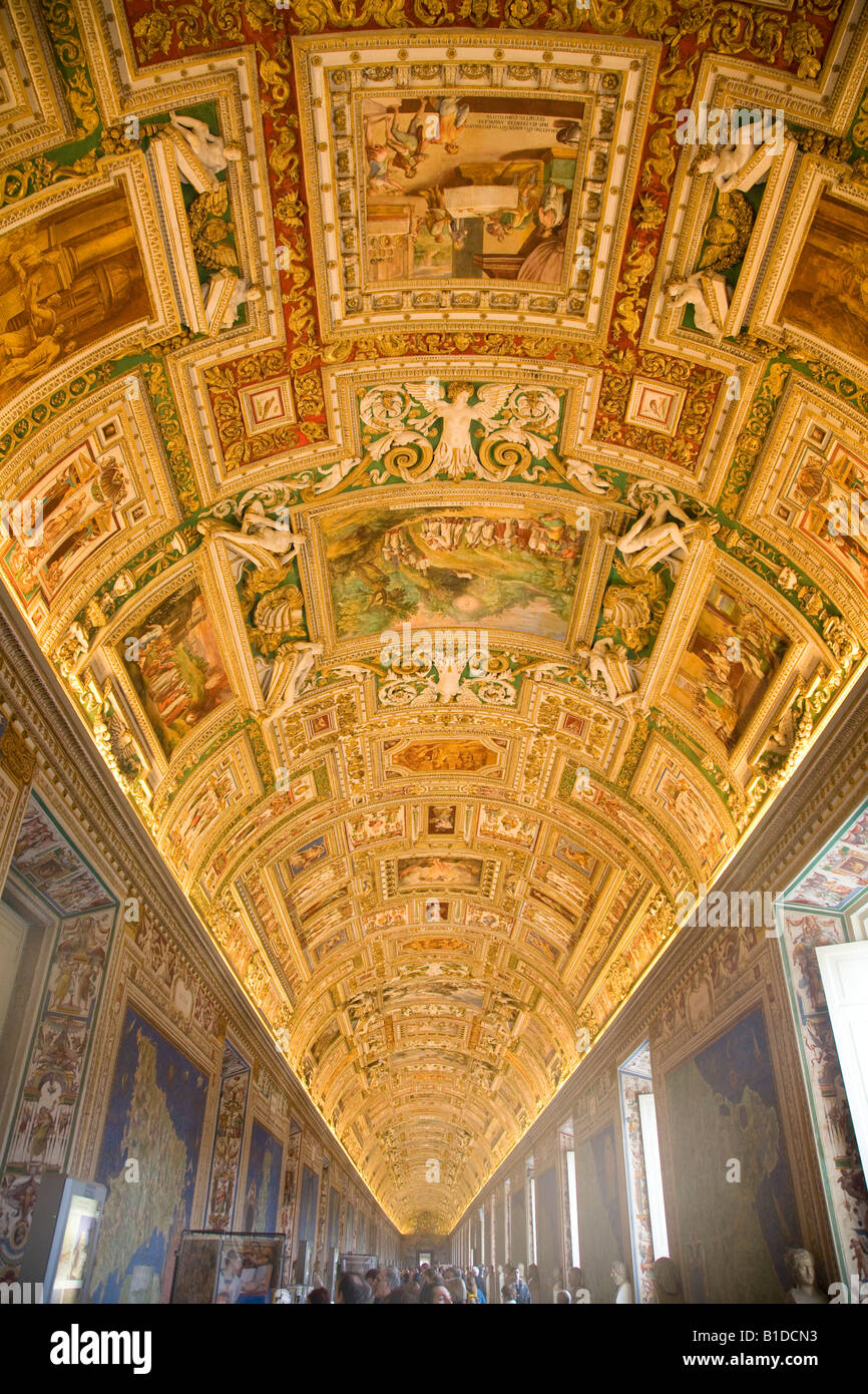 La sezione del Museo Vaticano dipinti del tetto Roma Italia Foto Stock