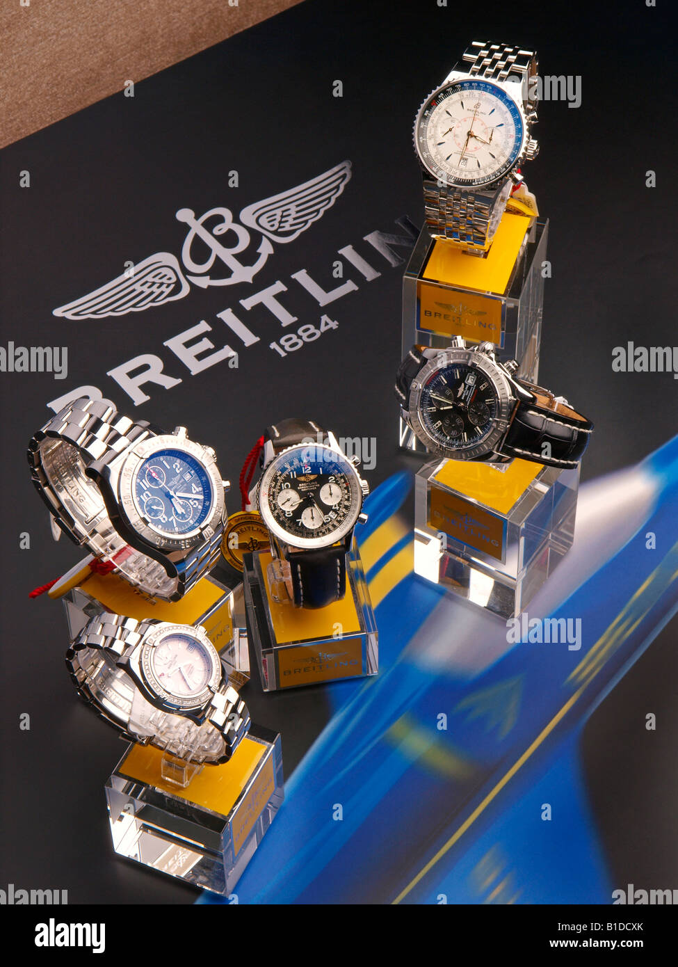 Raccolta di Breitling mens orologi e cronografi con logo Foto Stock