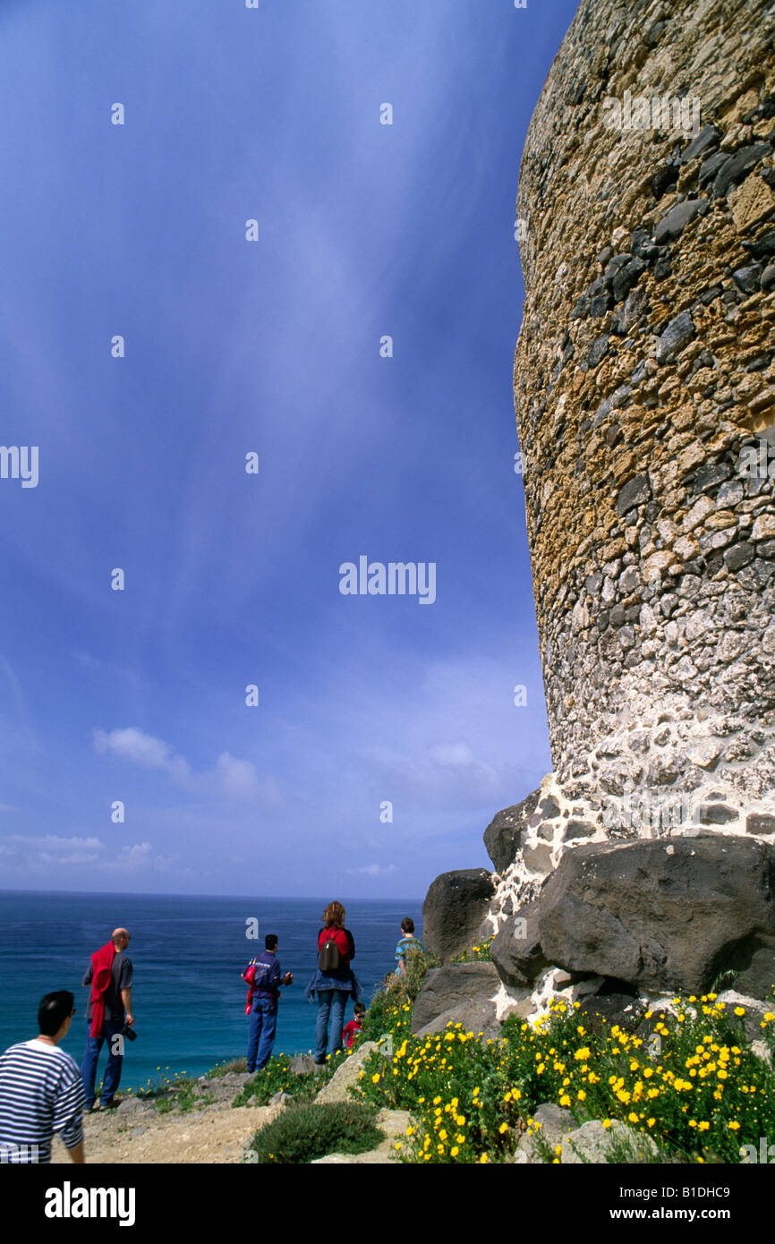 Italia, Sardegna, penisola del Sinis, Tharros, torre Foto Stock