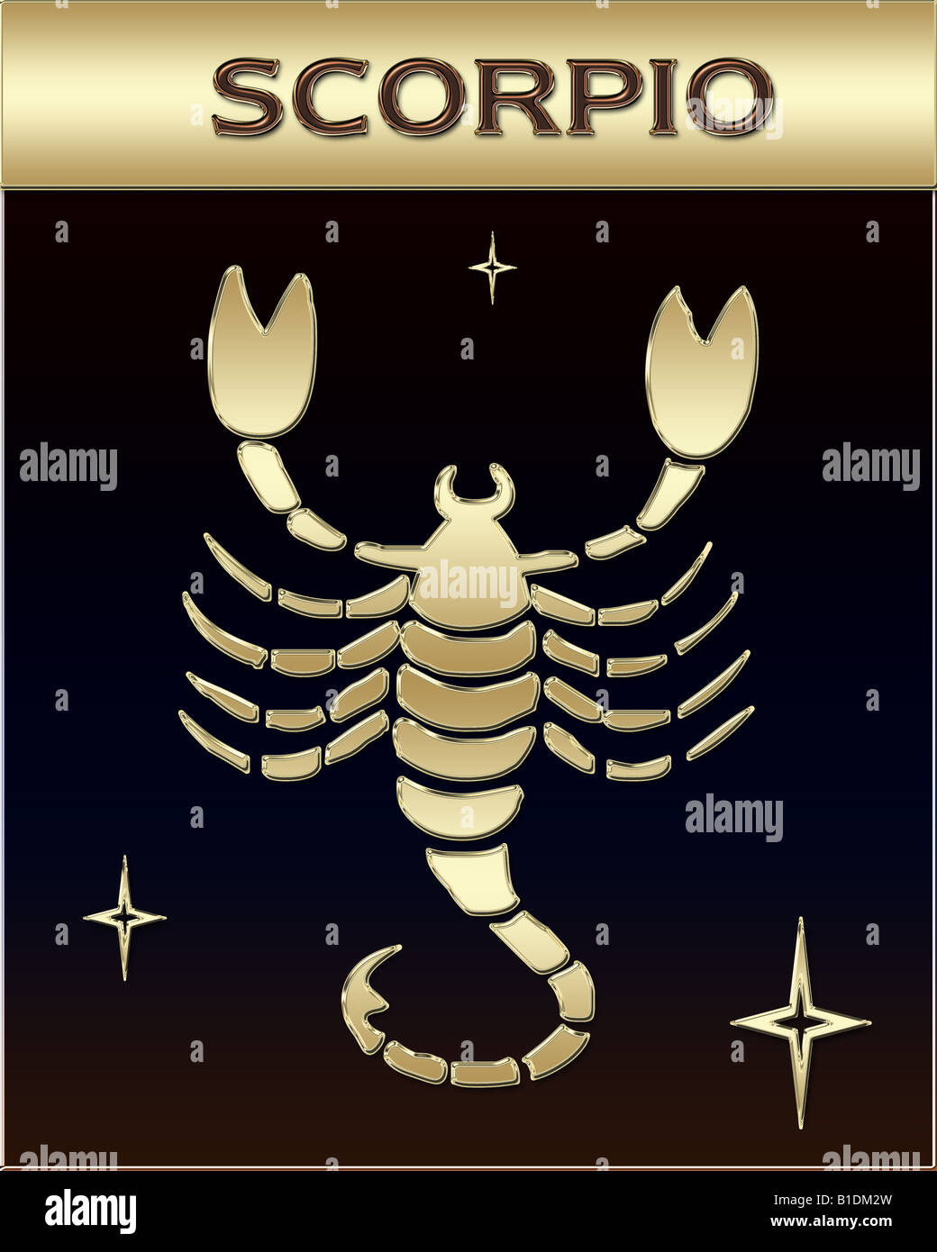 Golden segno zodiacale immagine con nome Foto Stock