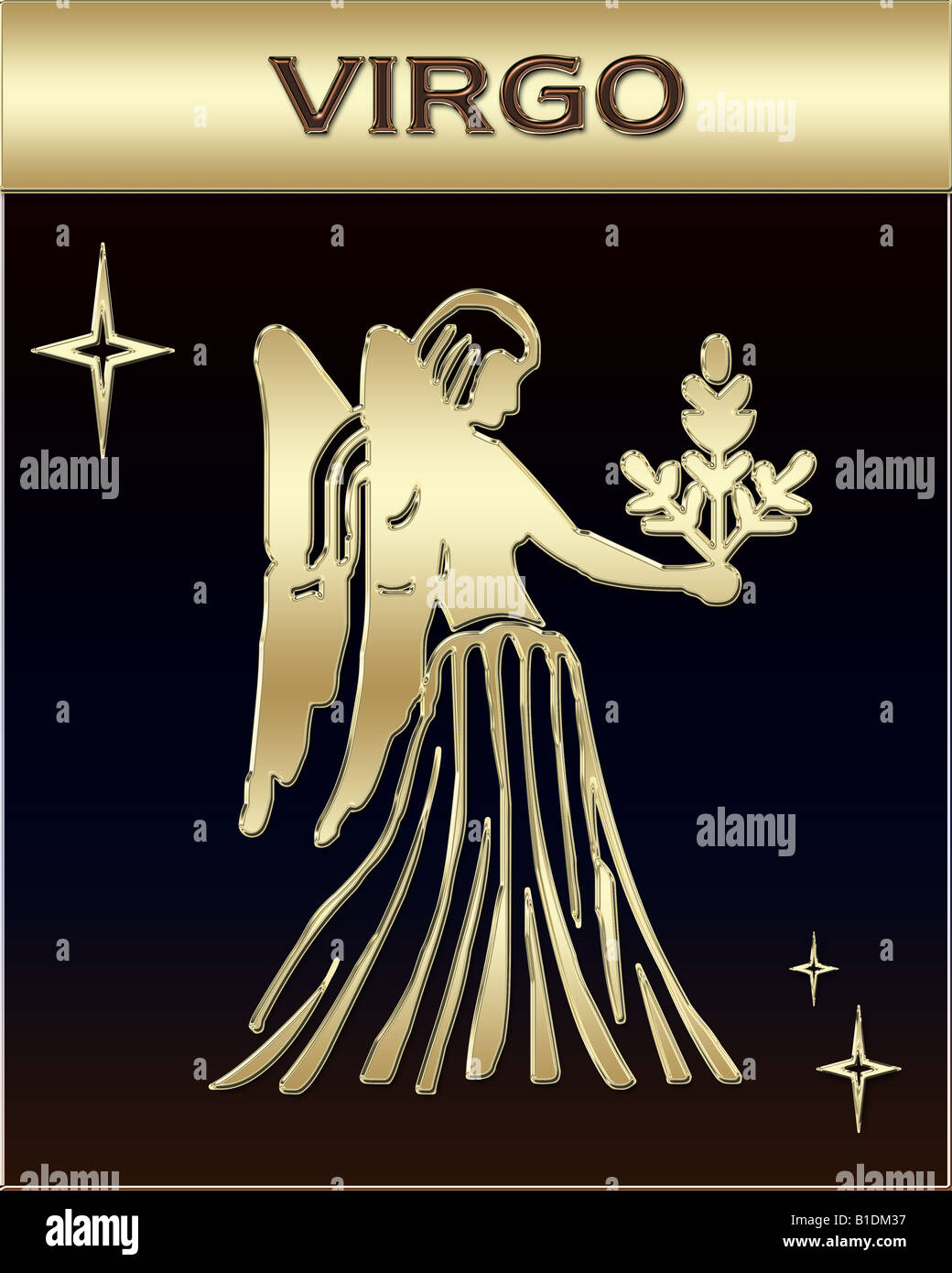 Golden segno zodiacale immagine con nome Foto Stock