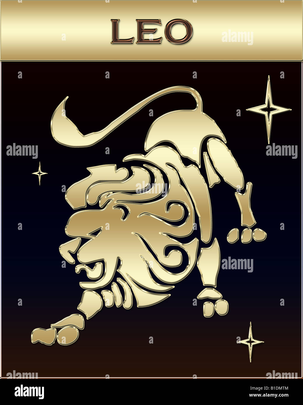 Golden segno zodiacale immagine con nome Foto Stock