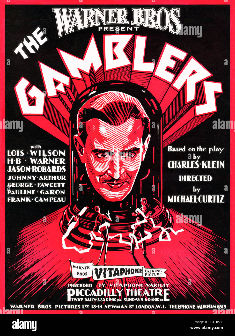 Il Gamblers poster per la perdita di 1929 film muto il regista Michael Curtiz su Wall Street rilasciato pre crash Foto Stock