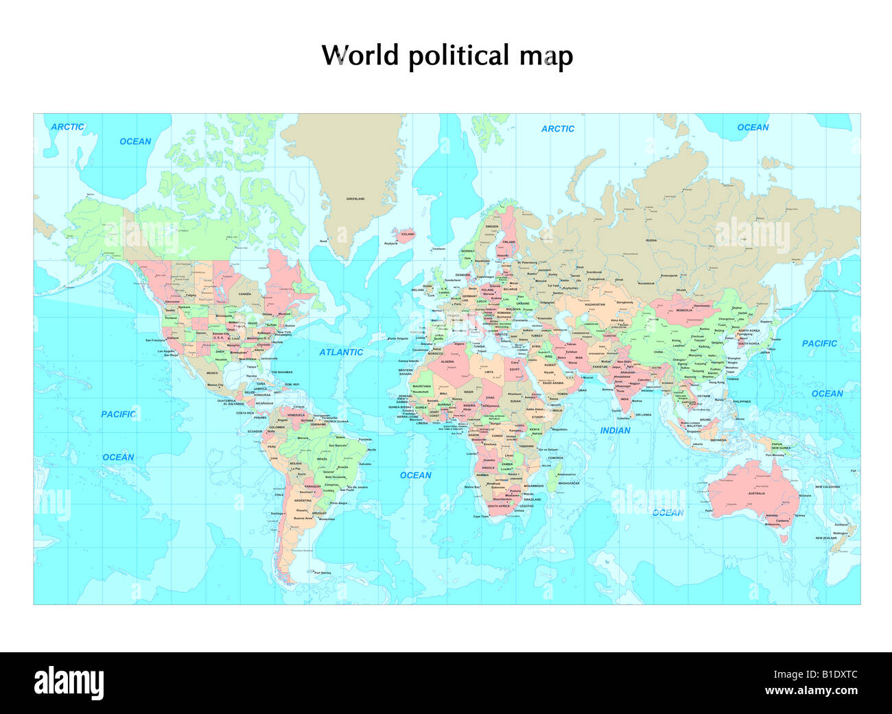 Mondo mappa politico Foto Stock