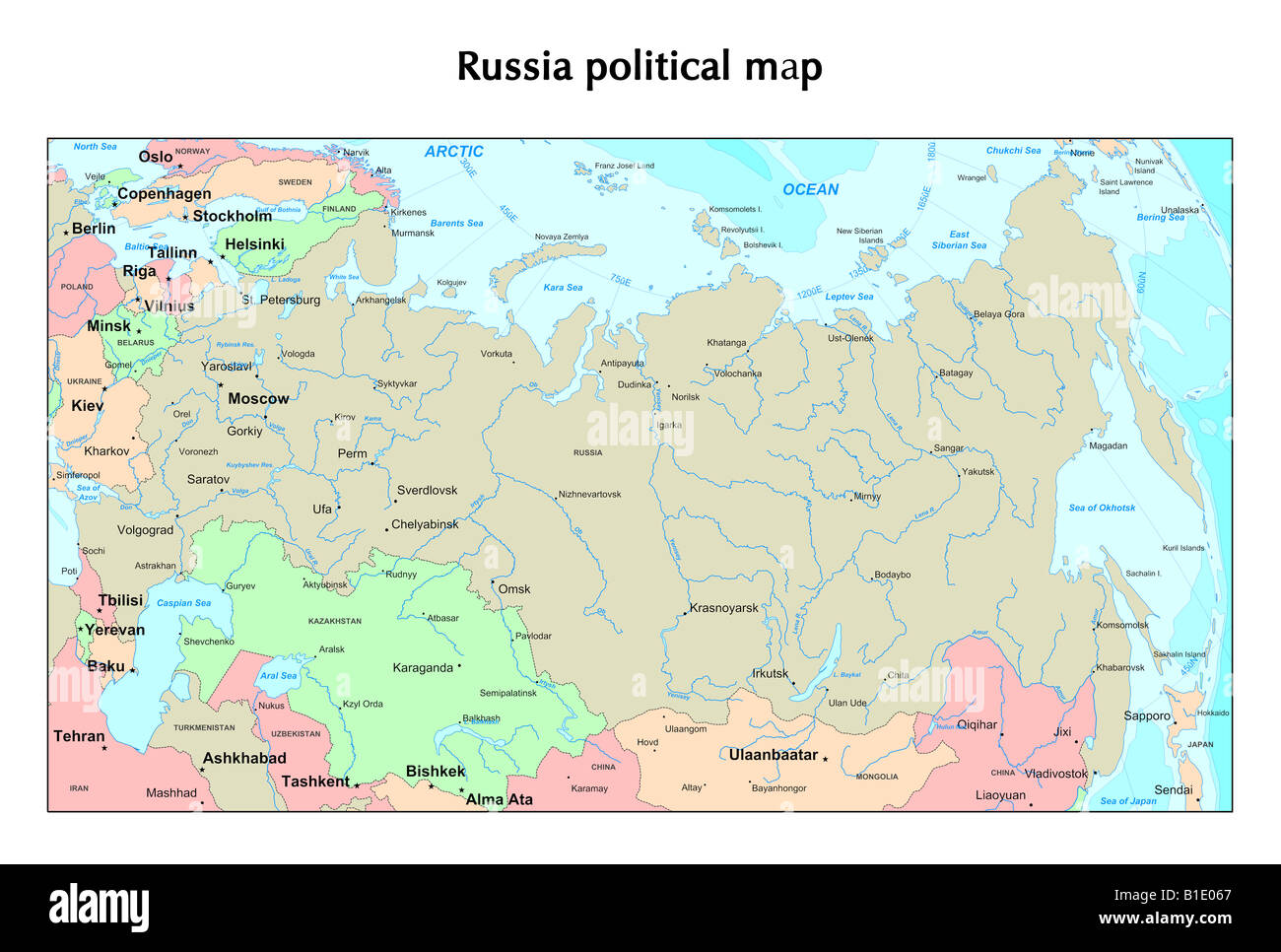 Russia mappa politico Foto Stock