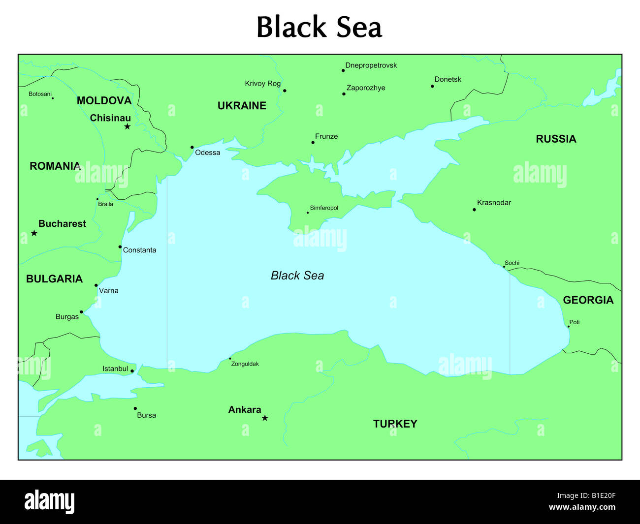 Mappa di Mar Nero Foto Stock