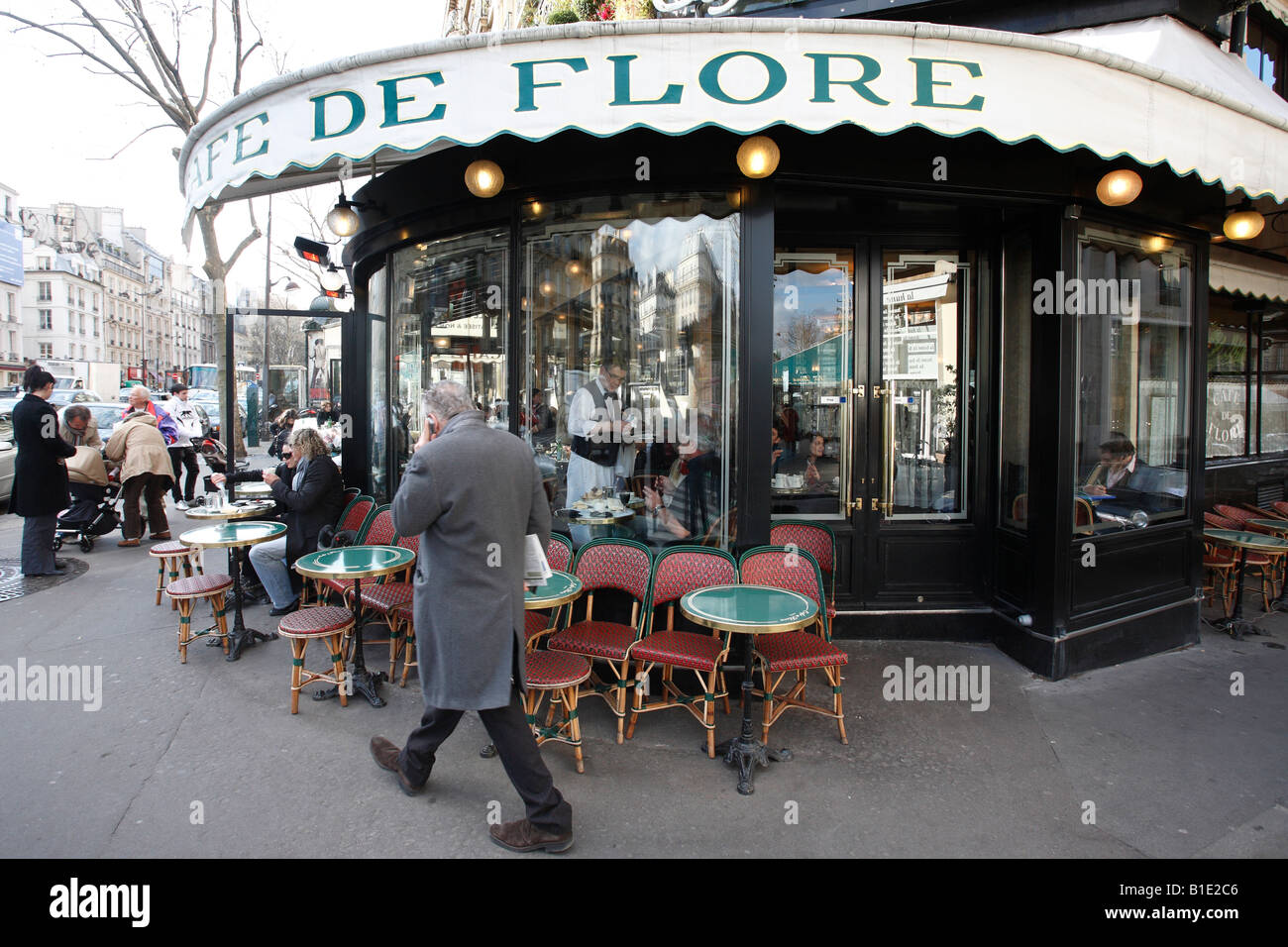 Café de Flore, Boulevard Saint Germain, Parigi Foto Stock