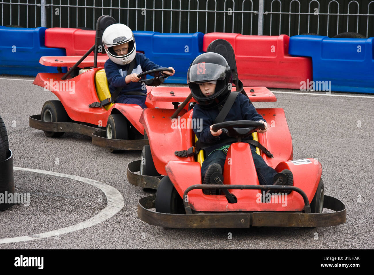 Go-kart a North Devon Karting, Barnstaple, Devon, Inghilterra, Regno Unito Foto Stock