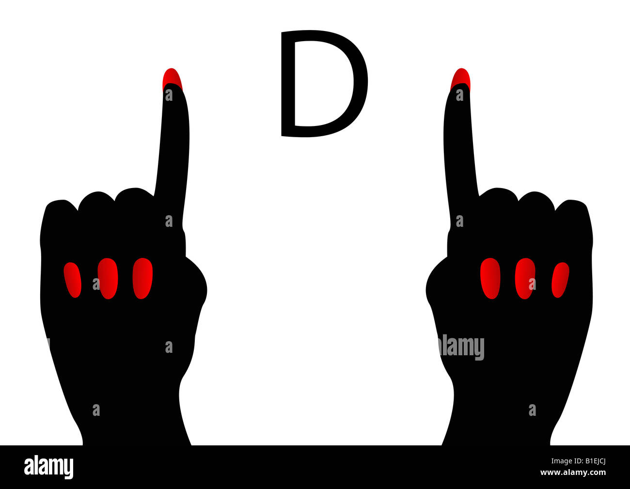 American Sign Language Lettera D Foto Stock