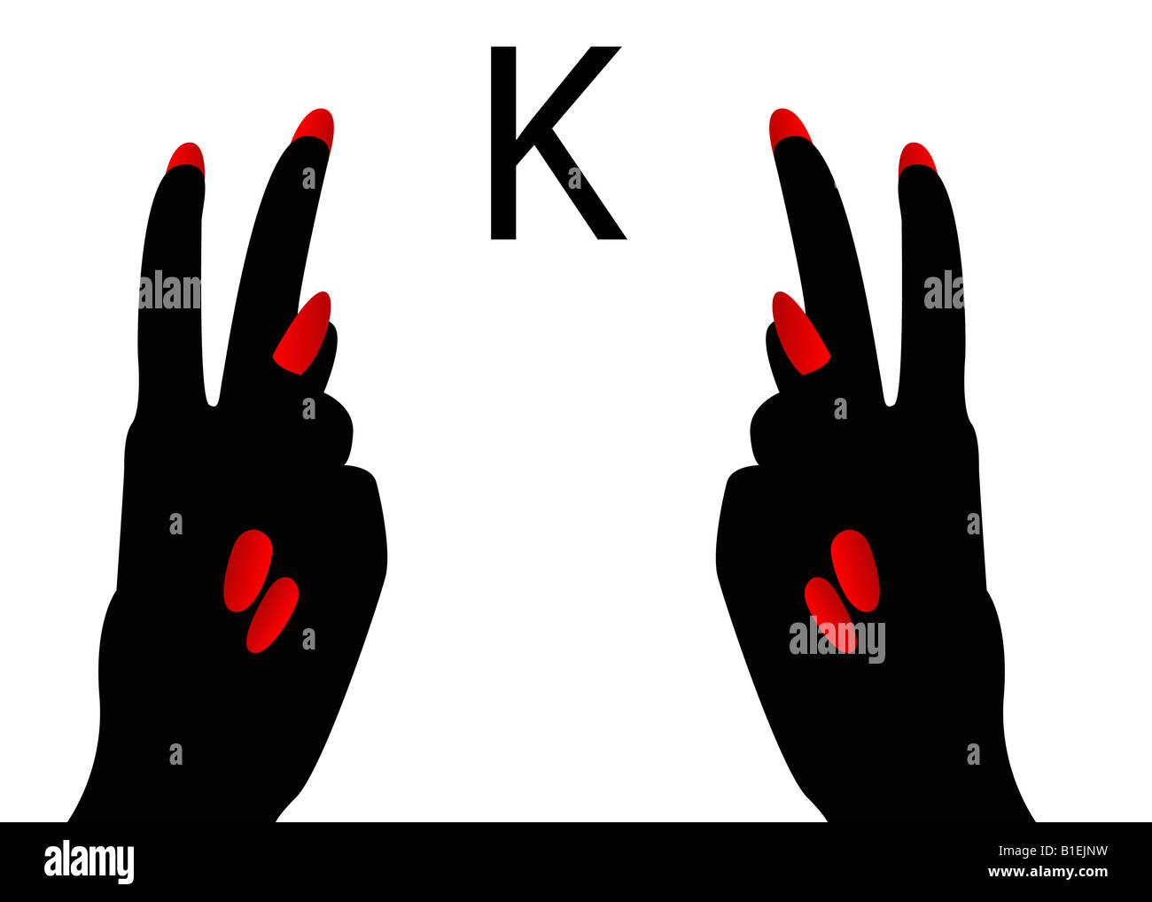 American Sign Language lettera K Foto Stock