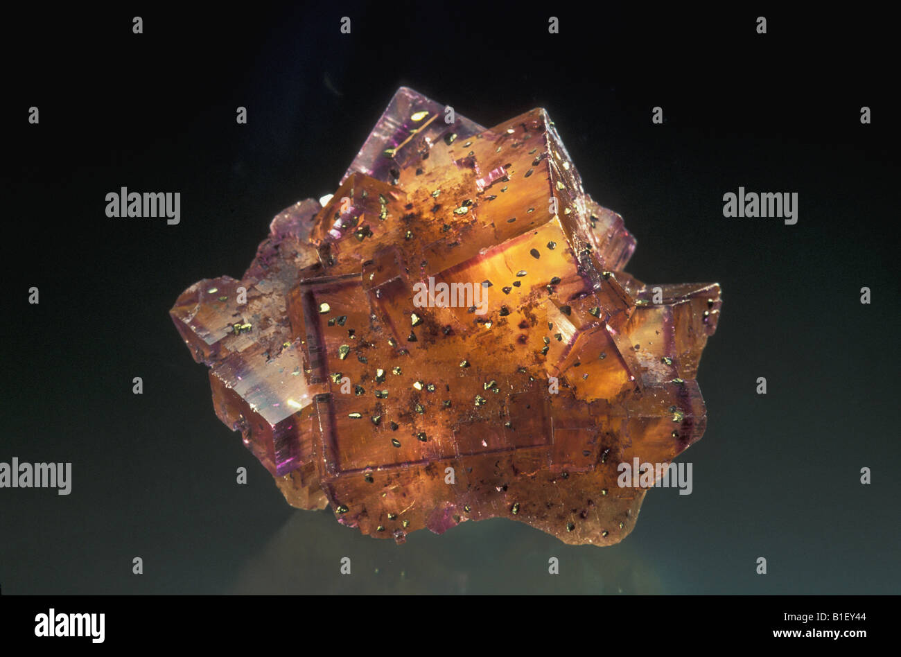 Fluorite con calcopirite Foto Stock