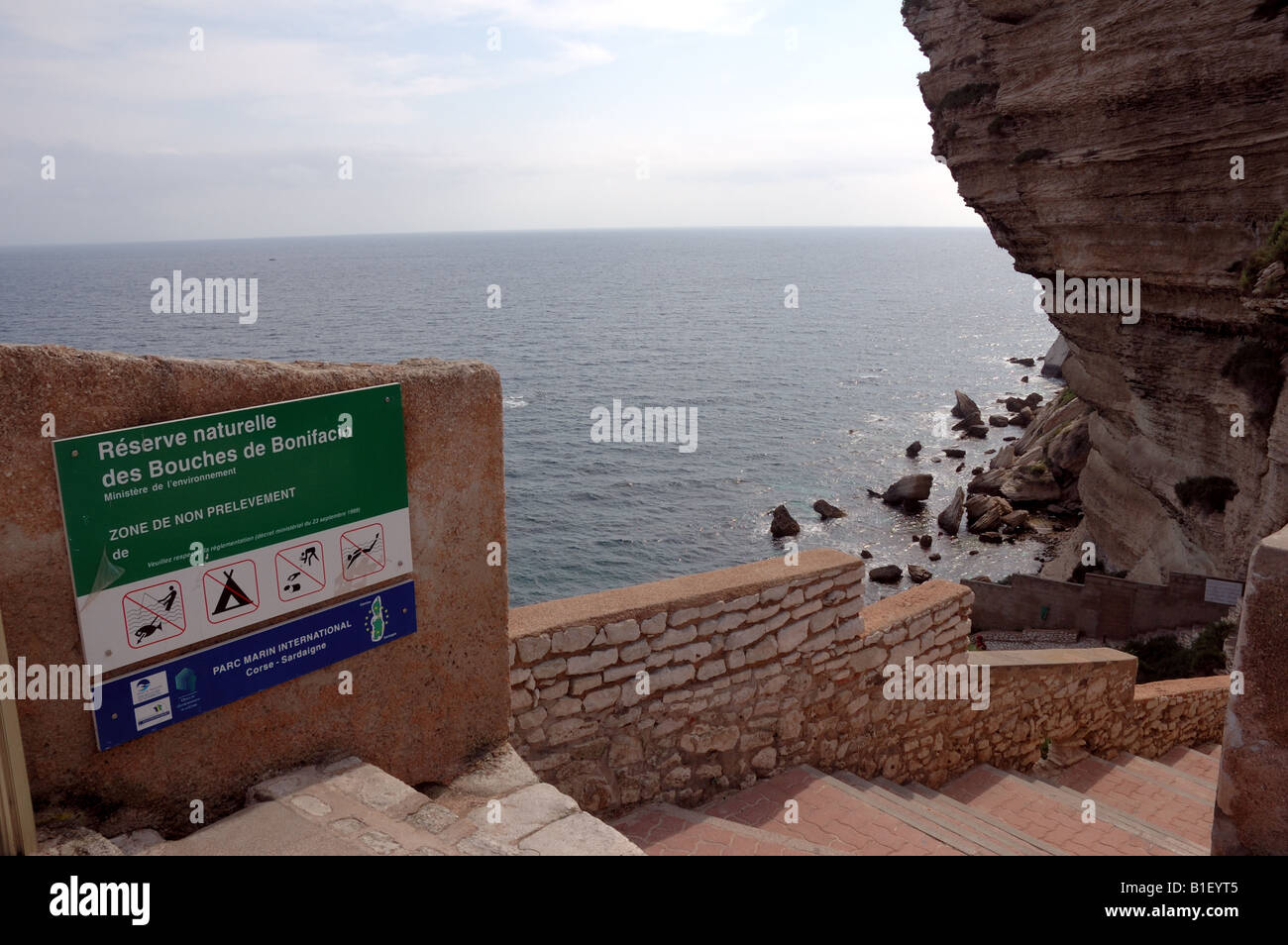 Passi verso il basso la scogliera di Bonifacio, Corsica, Francia Foto Stock