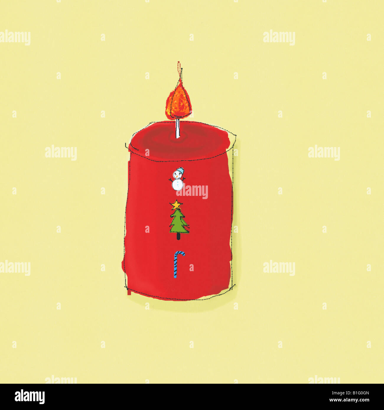 Un Rosso christmas candle Foto Stock