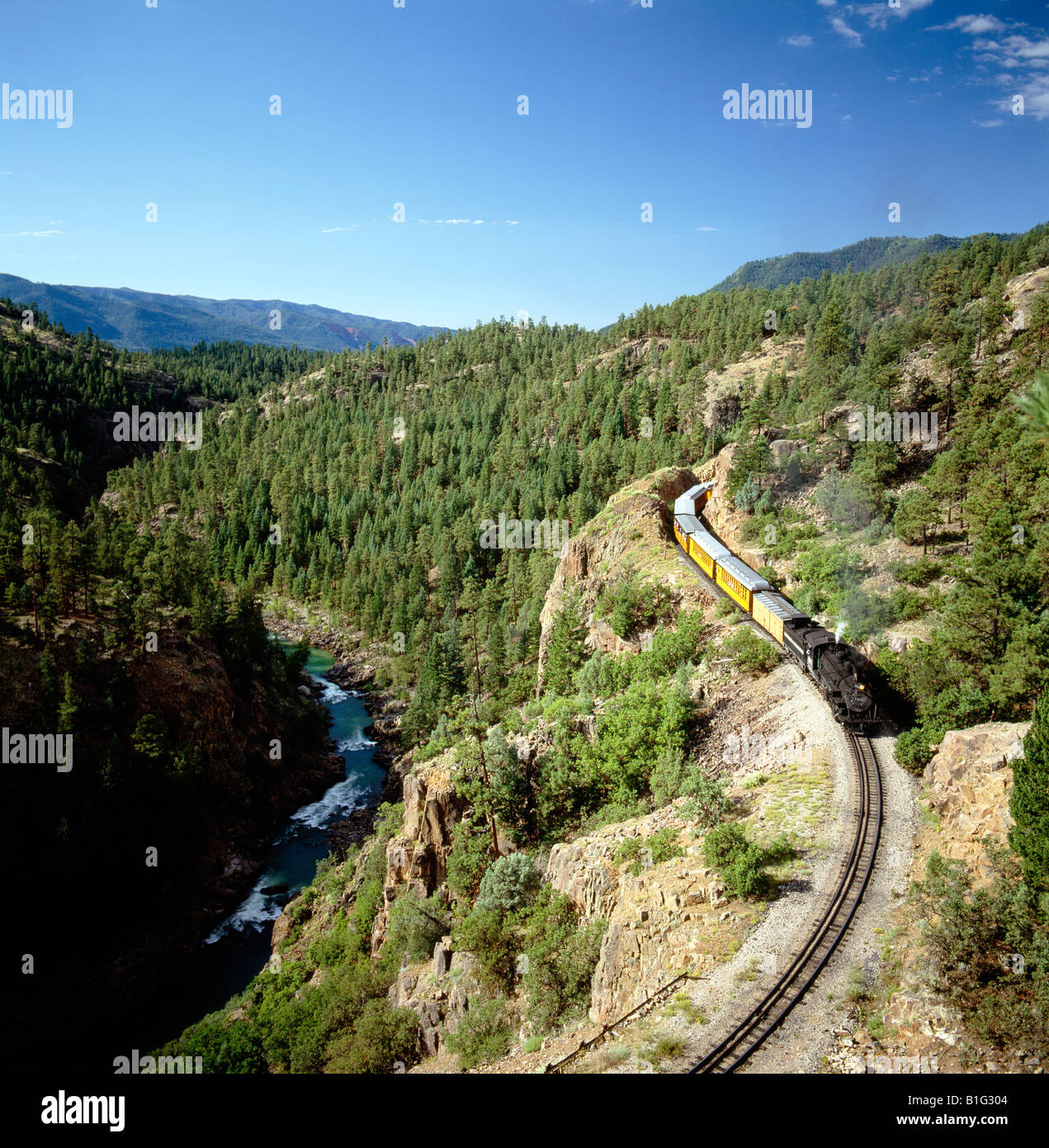 DURANGO & Silverton Narrow Gauge Railroad IN ANIMAS CANYON, San Juan National Forest, CO Foto Stock