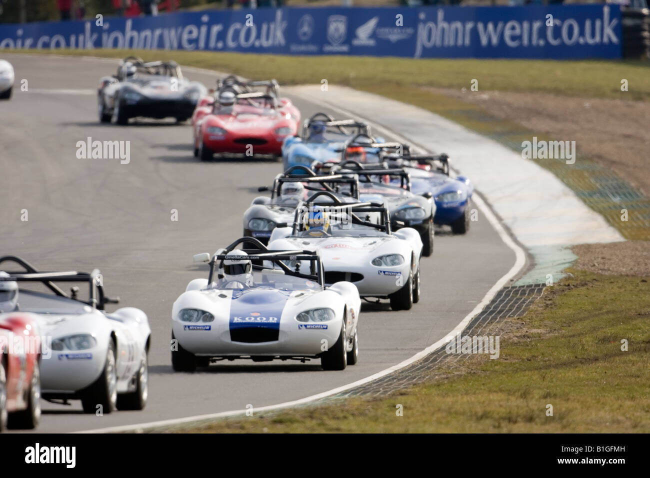 Linea di G20's in Ginetta Campionato 2008 gara Knockhill Fife Scozia Scotland Foto Stock