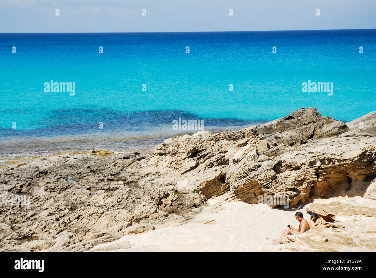 Es Calo beach FORMENTERA Isole Baleari Spagna Foto Stock