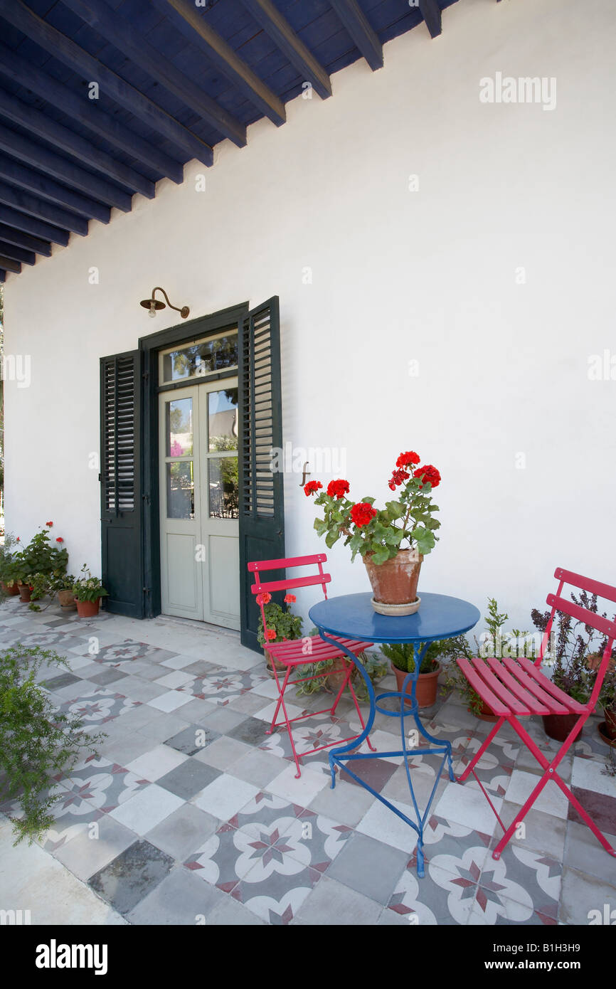Cipro, veranda di antica casa mediterranea Foto Stock