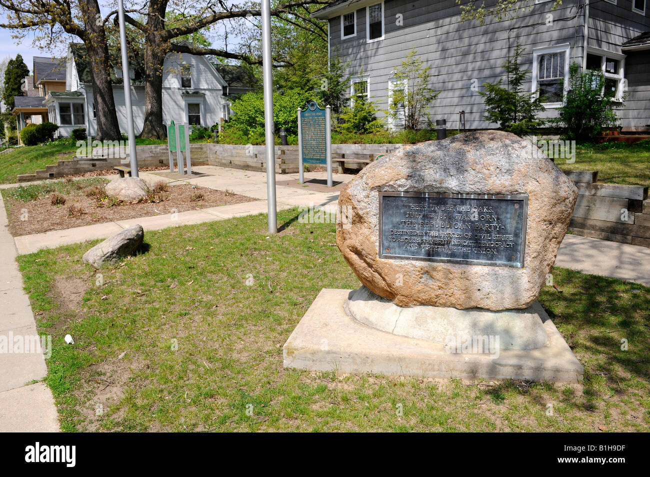 Sotto le querce luogo di nascita del Partito Repubblicano nel 1854 Jackson Michigan Foto Stock