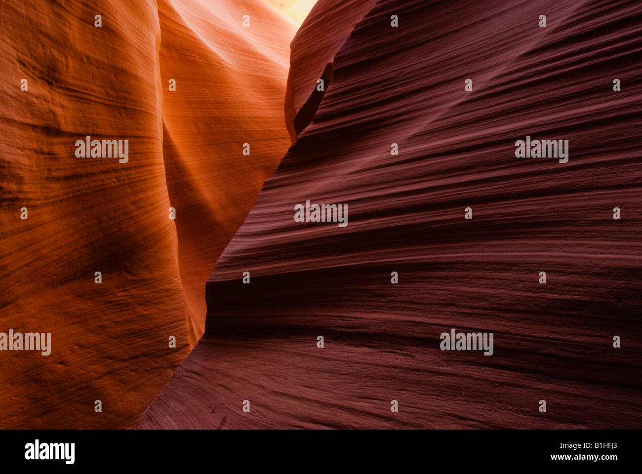 Dettaglio astratta delle formazioni di arenaria che rendono la minore Antelope Canyon Lake Powell il parco tribale Navajo Arizona Foto Stock