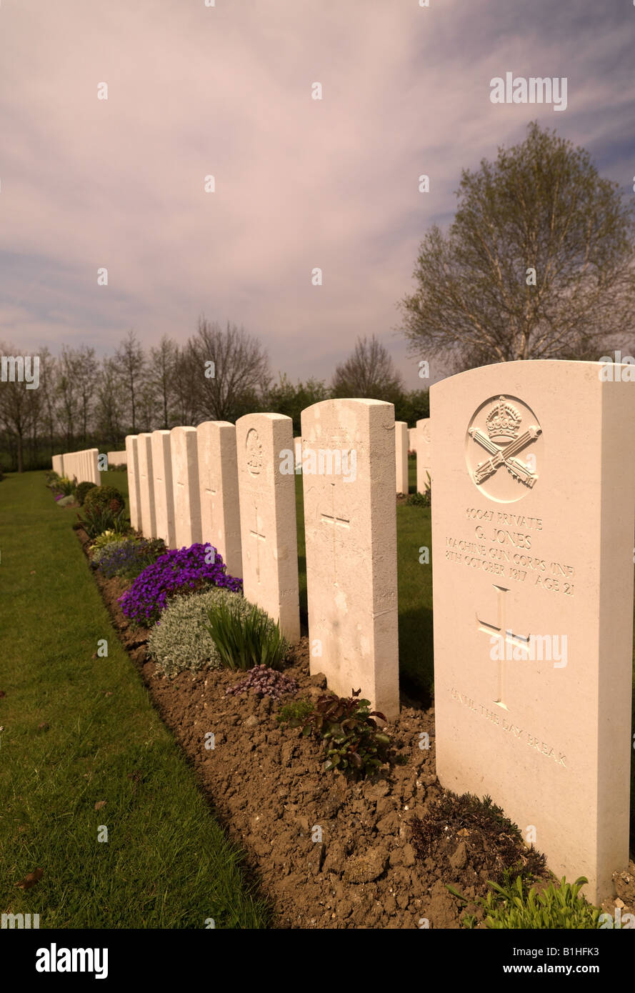 British War Graves al Tyne Cot cimitero, Passendale, Belgio Foto Stock