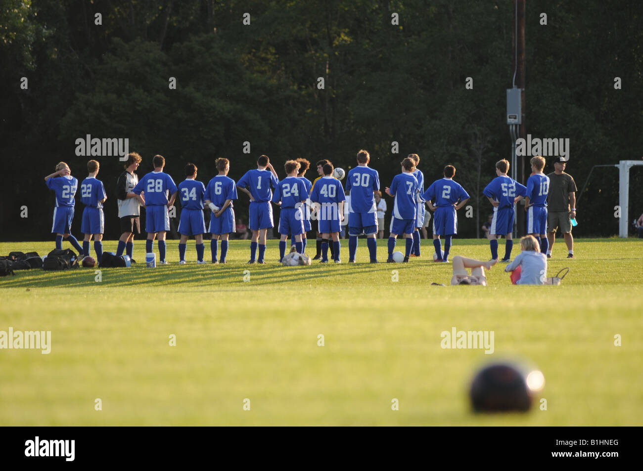 Squadra di calcio sull'erba. Foto Stock