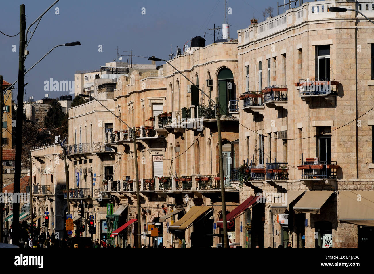 Bella Jaffa street nel centro di Gerusalemme Foto Stock