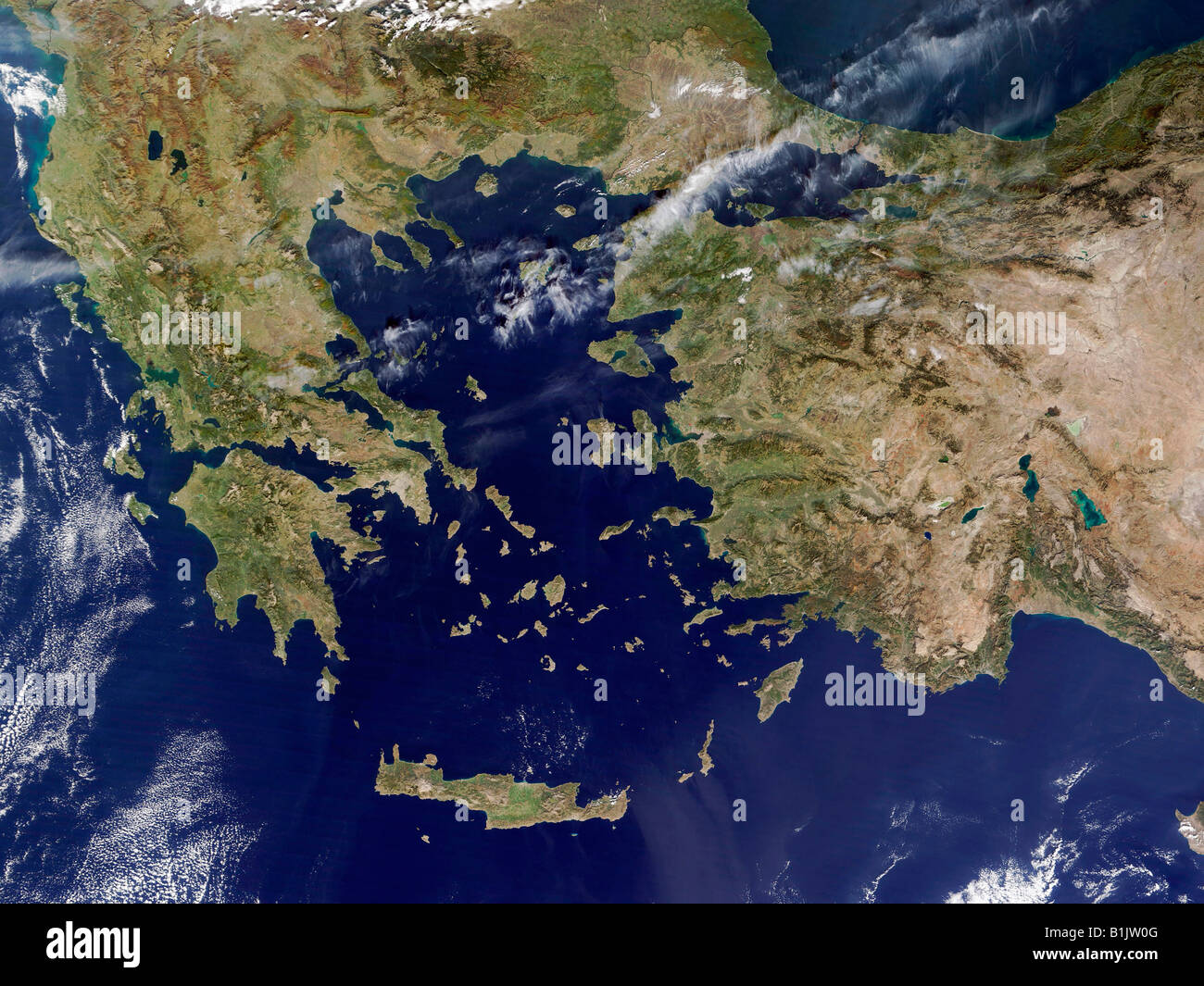 Immagine satellitare della Grecia e della Turchia occidentale Foto Stock