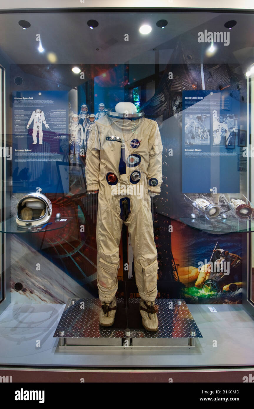 Visualizzazione di mercurio Spacesuit di astronauta Virgilio mi Gus Grissom a Gus Grissom Memorial in Lawrence County Indiana Foto Stock