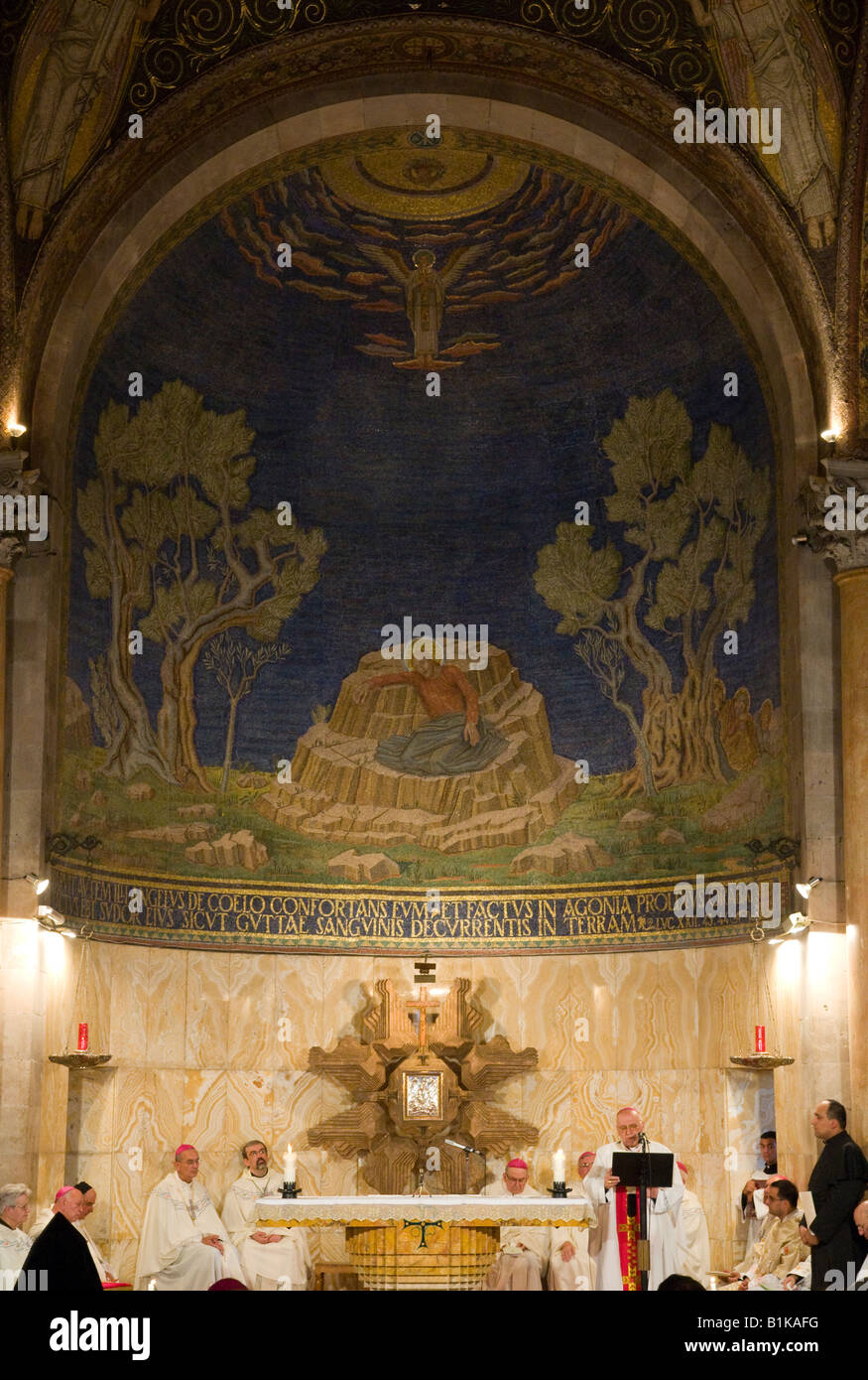 Israele Gerusalemme Getsemani Basilica Santa Messa di ringraziamento al Getsemani Basilica Foto Stock