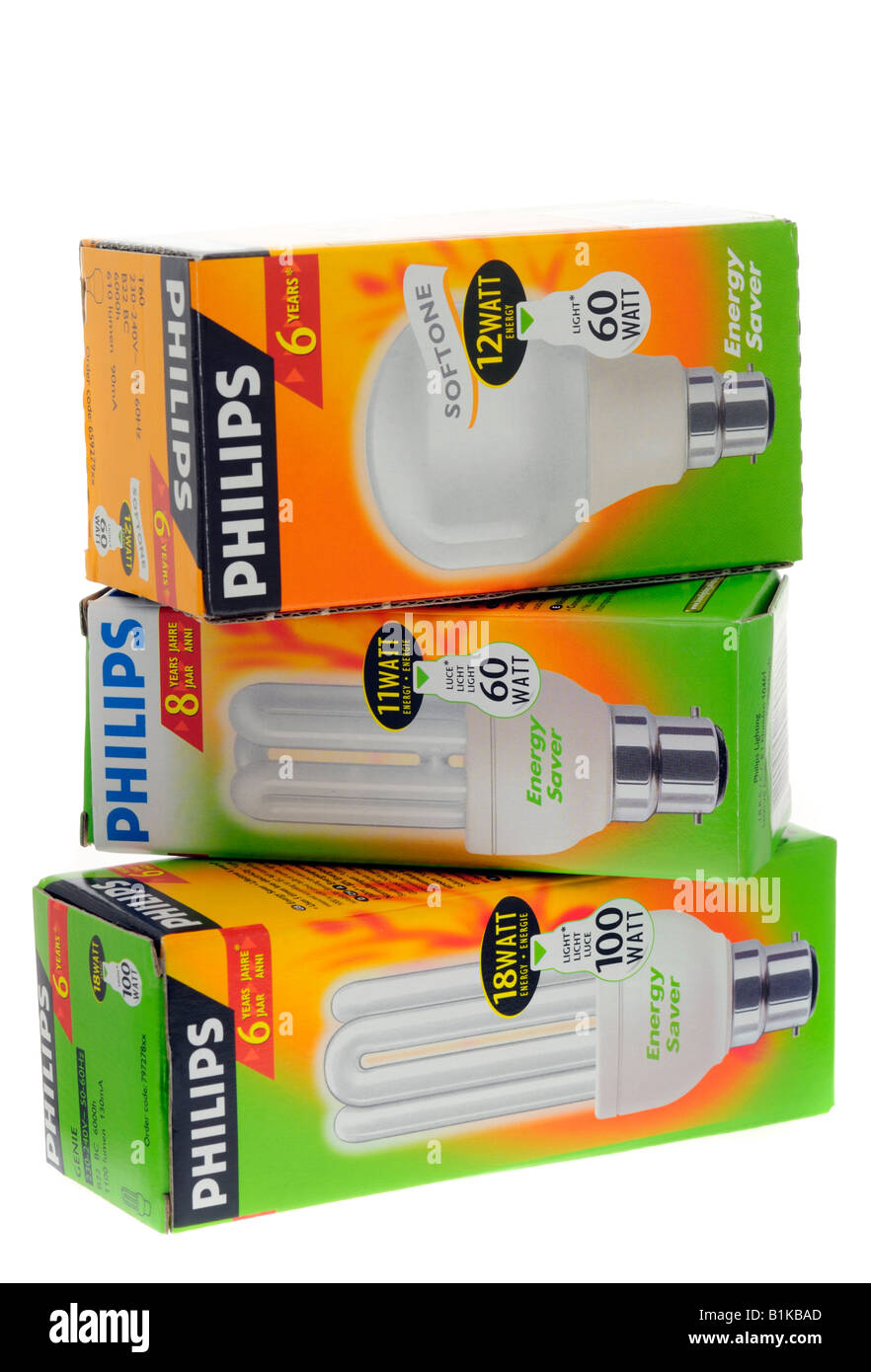 Delle lampadine a risparmio energetico di Philips Foto Stock