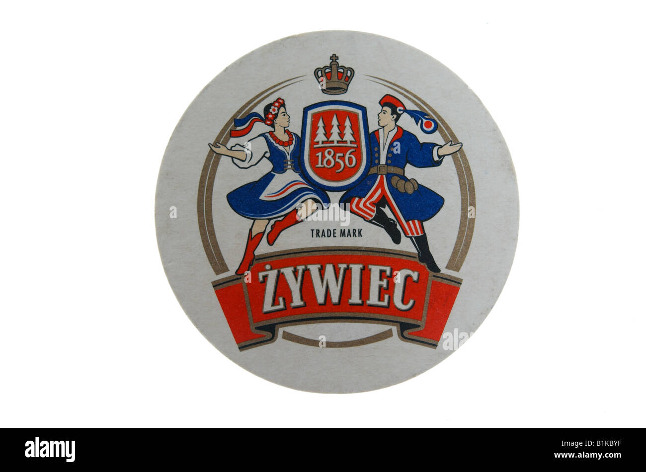 Tappetino di birra con birra polacca nome Zywiec su di esso Foto Stock
