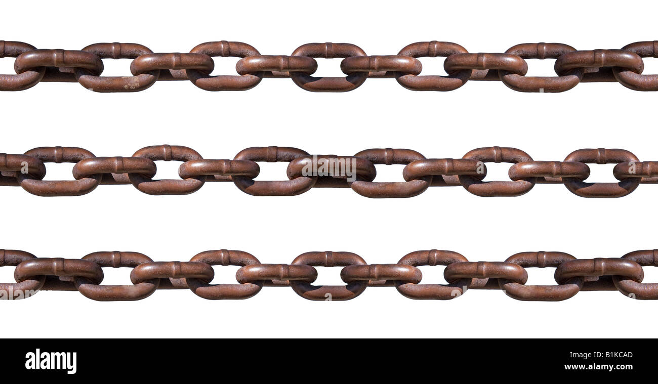 Catene arrugginito isolato su bianco, può essere reso più grande quando immissione end-to-end, per catena senza giunture Foto Stock