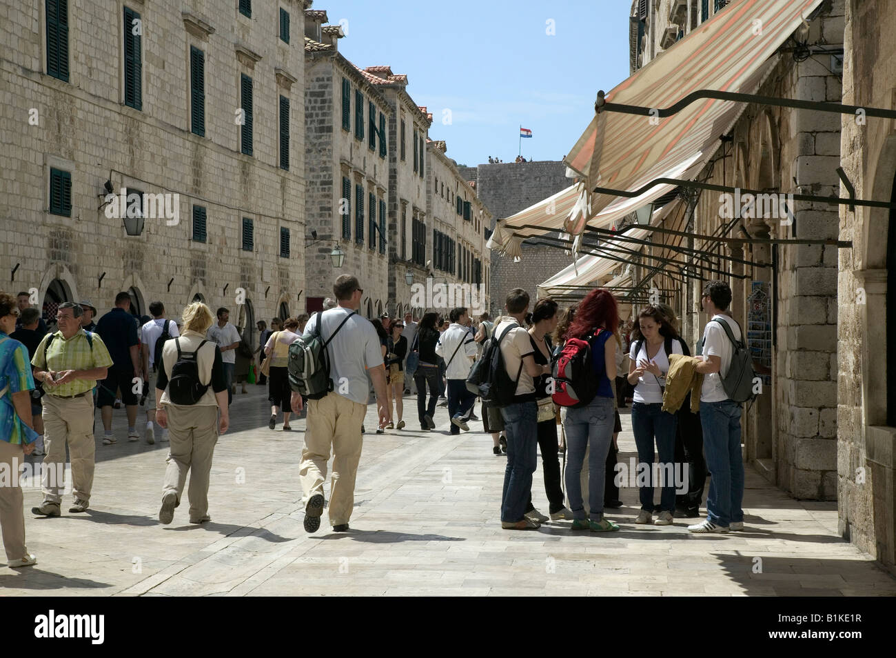 Stradun main street, paese vecchio di Dubrovnik, Croazia Foto Stock