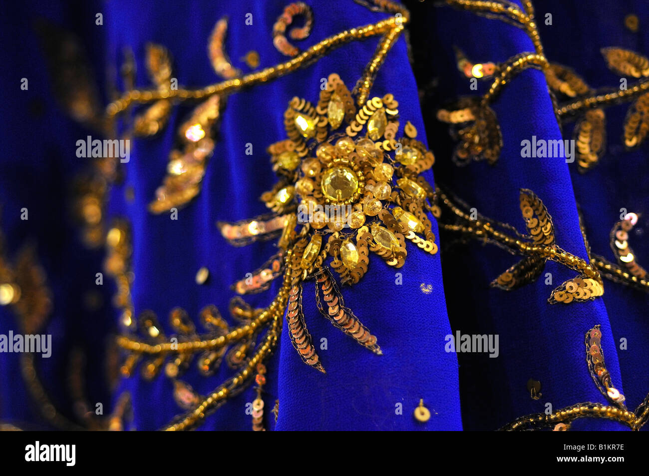Blue-Gold tessuti di seta Foto Stock