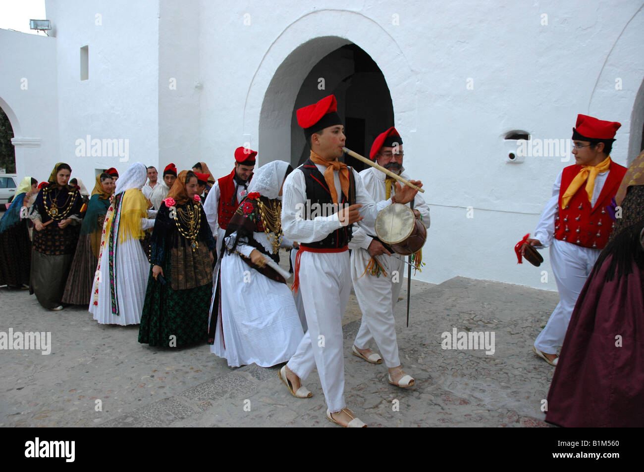Ballerini tradizionali in Sant Antoni Ibiza Isole Baleari Spagna Foto Stock