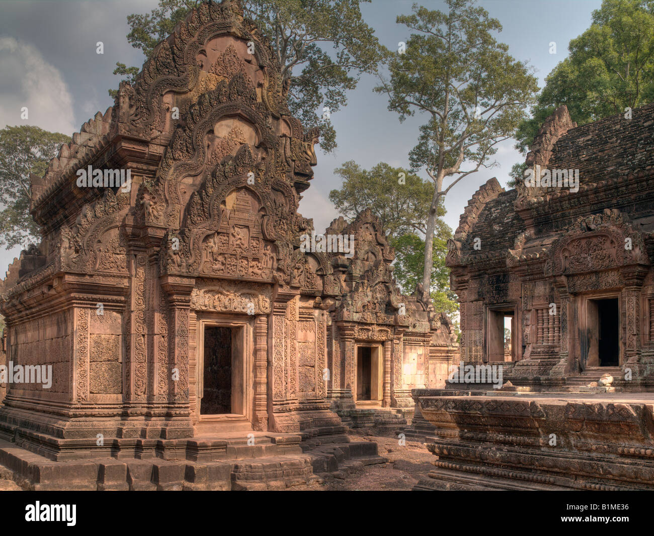 Il Banteay Srei (o il Banteay Srey), il tempio di Angkor, Cambogia Foto Stock